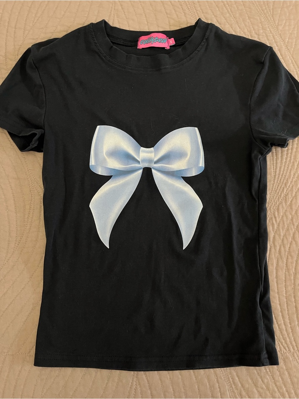 Edikted XS Navy Tee with Light Blue Bow
